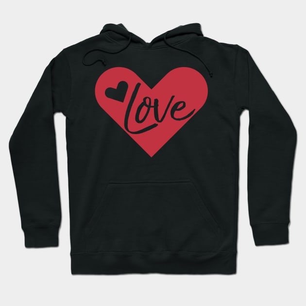 Red Heart Love Typography Hoodie by Grafikstudio